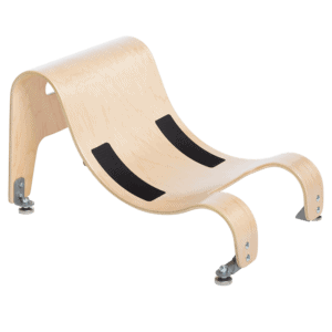 The Wooden base comes with both stationary feet and castors/wheels which allows your child to either move around by themself or get pushed around indoor without scratching the floor it also comes i 2 different sizes, and allows all five of the Sitter Seats to be applied