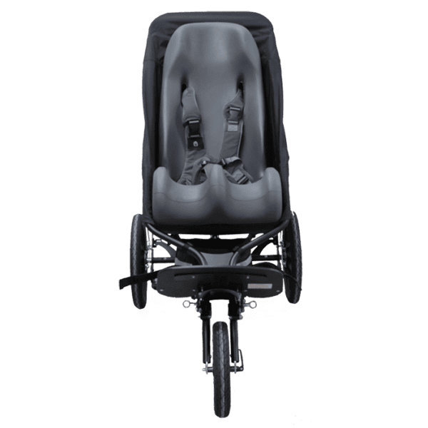 the delta jogger can be fitted with a sitter canvas which makes it possible to fit a sitter seat into the push chair and bring it along outdoor, to make the most comfortable travel for the disabled child as possible