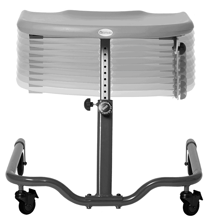 The MAT Table is height adjustable and comes in two different sizes. the short one goes from 40 cm to 53 cm in height, while the tall table goes from 51 cm to 71 cm. The table is often used as a seperate table to either play or eat at, as its outer material is very hygiene and can easily be wiped clean with a rag