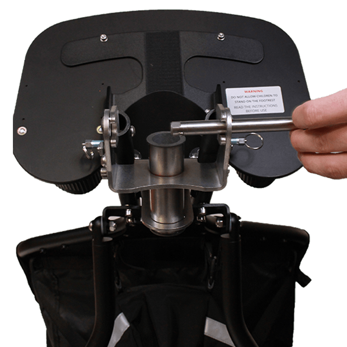 This pin will secure the bicycle trailer conversion kit to the Delta Jogger and Sitter