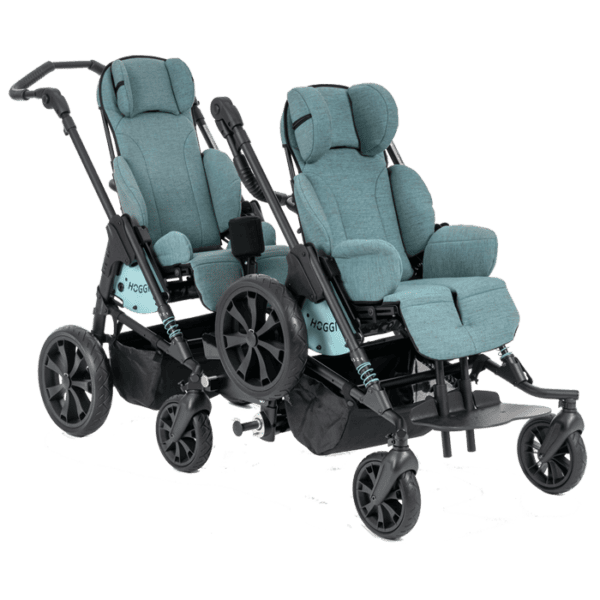 Bingo evolution with the twin stroller mounted for families with 2 children of special needs