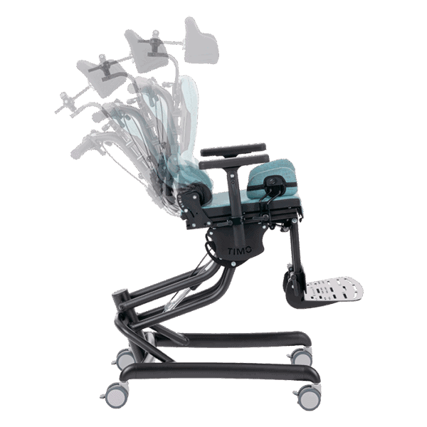 Timo therapy chair is equipped with a easily adjustable reclineable back
