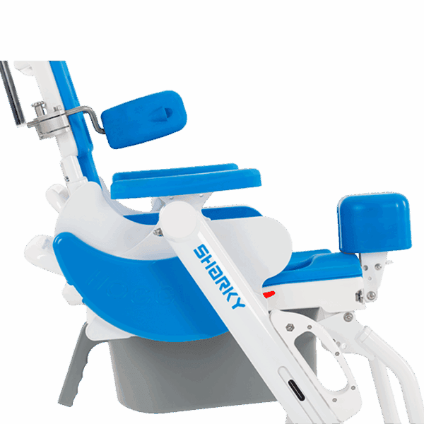 Hoggi Sharky bath and toilet chair with potty bucket for toilet use