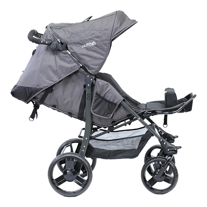 The EIO has an integrated reclineable back which allow children to rest or take naps, and becasue of the canopy is big it great to block out the sun