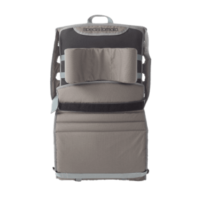 The Out & About is easily folded into a backpack sized carry on, which makes it easy to bring along almost eveywhere.