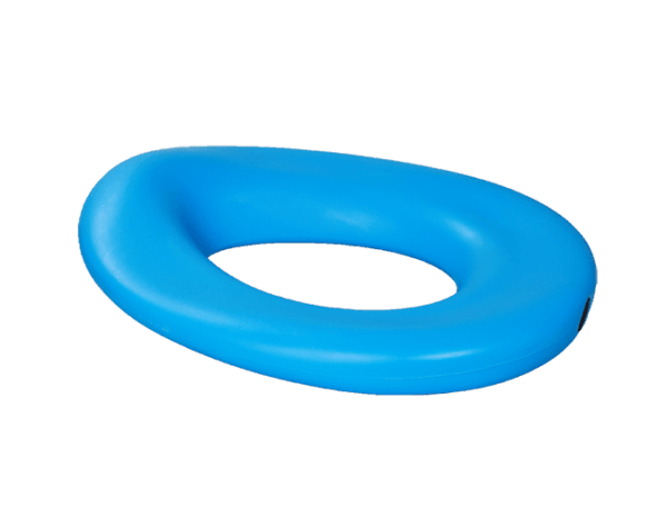 The elongated Potty seat may be used on a regular toilet, Aqua