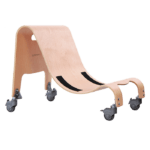 The Wooden base comes with both stationary feet and castors/wheels which allows your child to either move around by themself or get pushed around indoor without scratching the floor