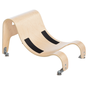 The Wooden base comes with both stationary feet and castors/wheels which allows your child to either move around by themself or get pushed around indoor without scratching the floor it also comes i 2 different sizes, and allows all five of the Sitter Seats to be applied