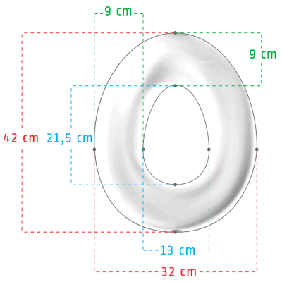 The Elongated potty seat measurements are following. inner circle 21,5 x 13 cm and outer circle 42 x 32 cm